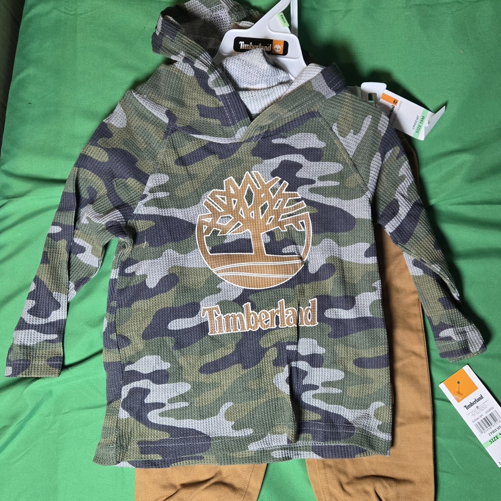 Timberland Kids' Camo Hoodie Top in Green